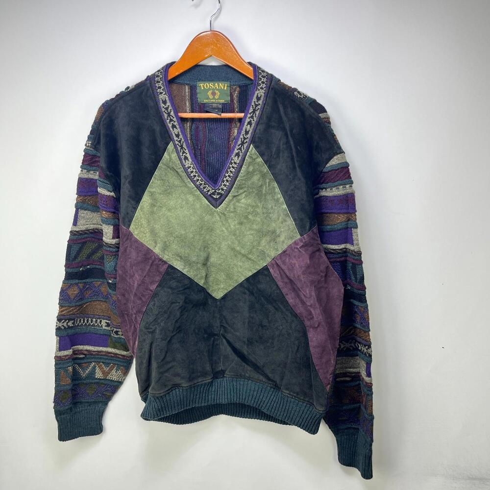 Vintage 90s Tosani Coogi Style 3D Knit Sweater Size Medium